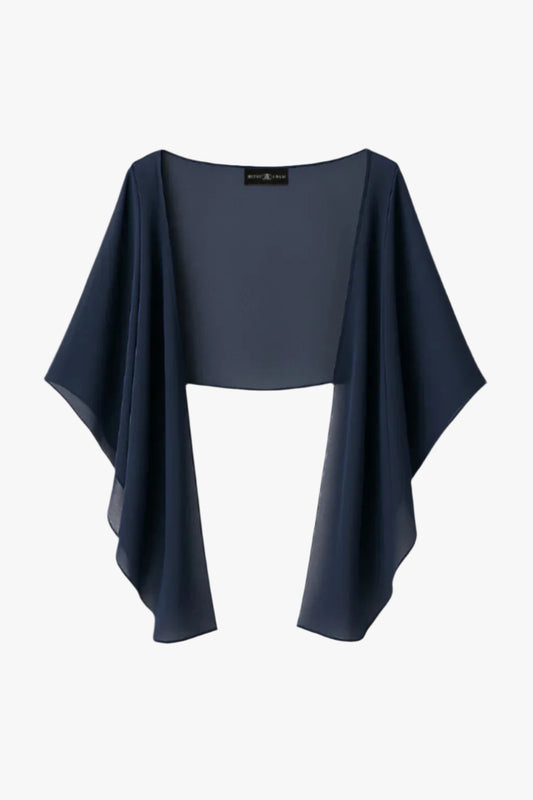 "Bernadette" Chiffon Shawl Wrap Navy